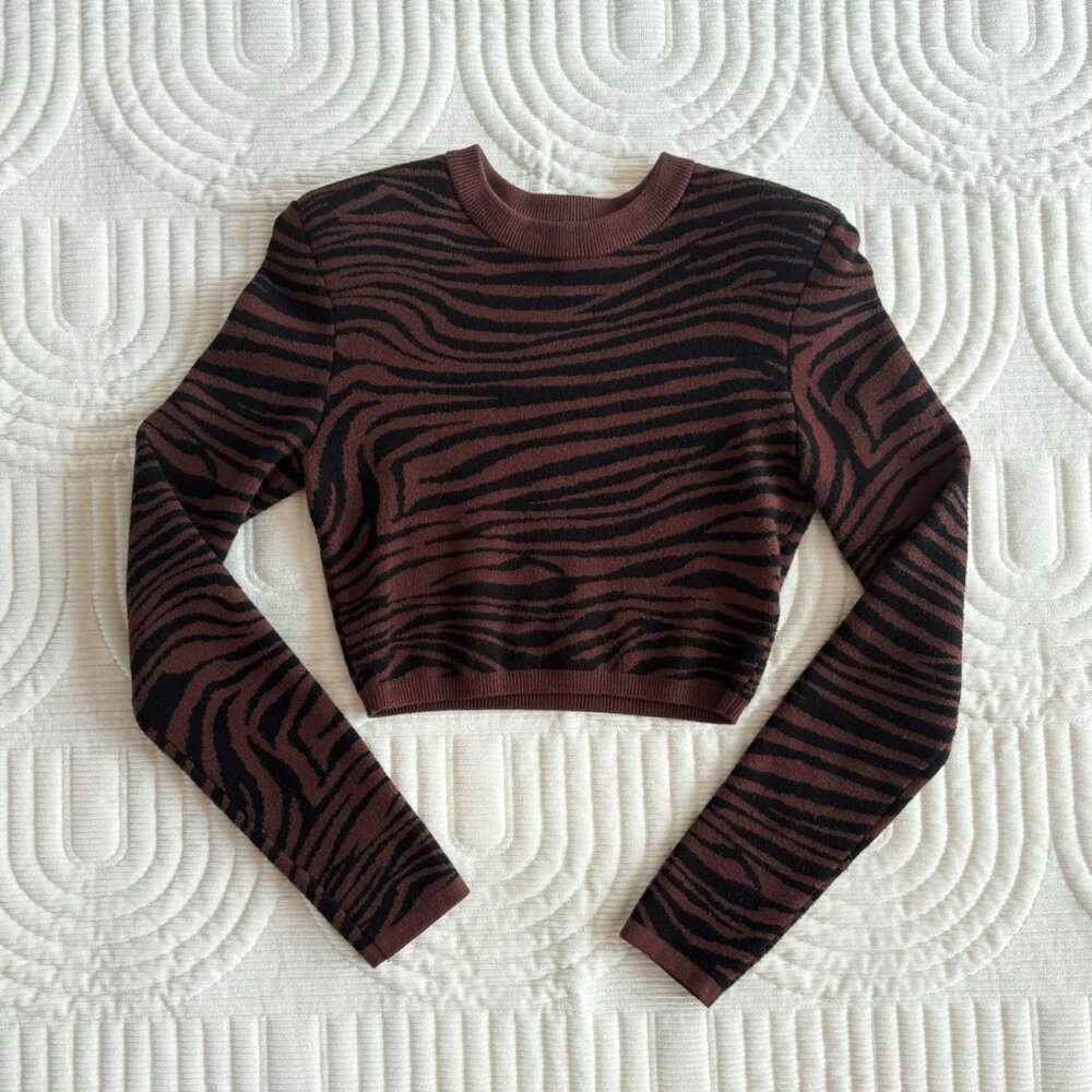 Zebra print cropped sweater